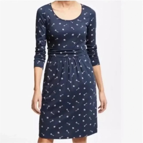 NWT Boden Mabel Dress Trinket Heart Lock and Key Chatsworth Navy Womens Size 6p - Picture 1 of 13